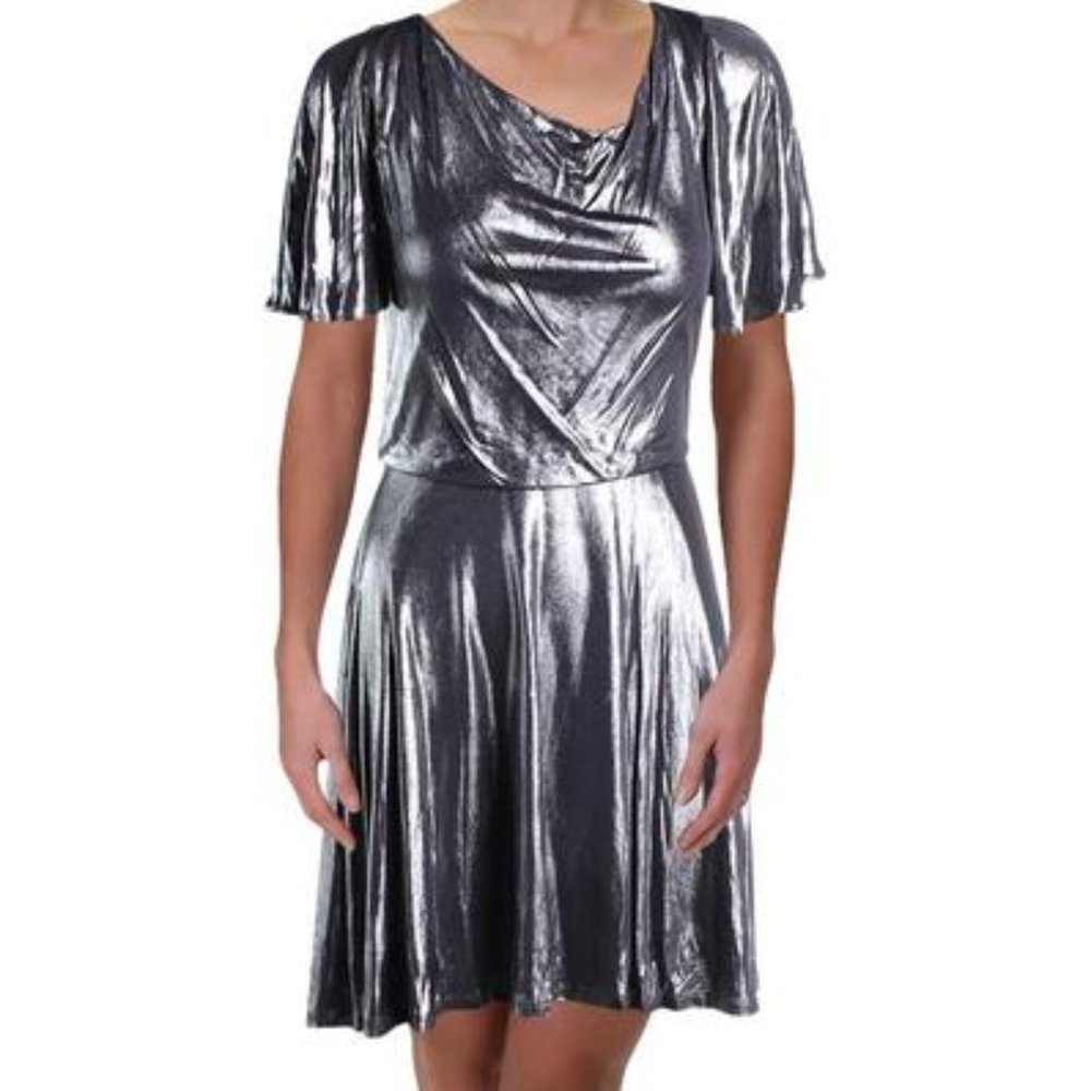 NWT HALSTON HERITAGE METALLIC DRAPED dress - small